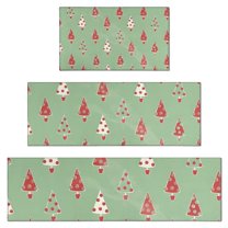 Green Christmas Tree Pattern Kitchen Rugs Sets Of 3,Kitchen Runner Rugs Non Skid Washable,Decorative Kitchen Floor Mats for Kitchen,Sink,Laundry,17"x30"  17"x47"   17"x59"