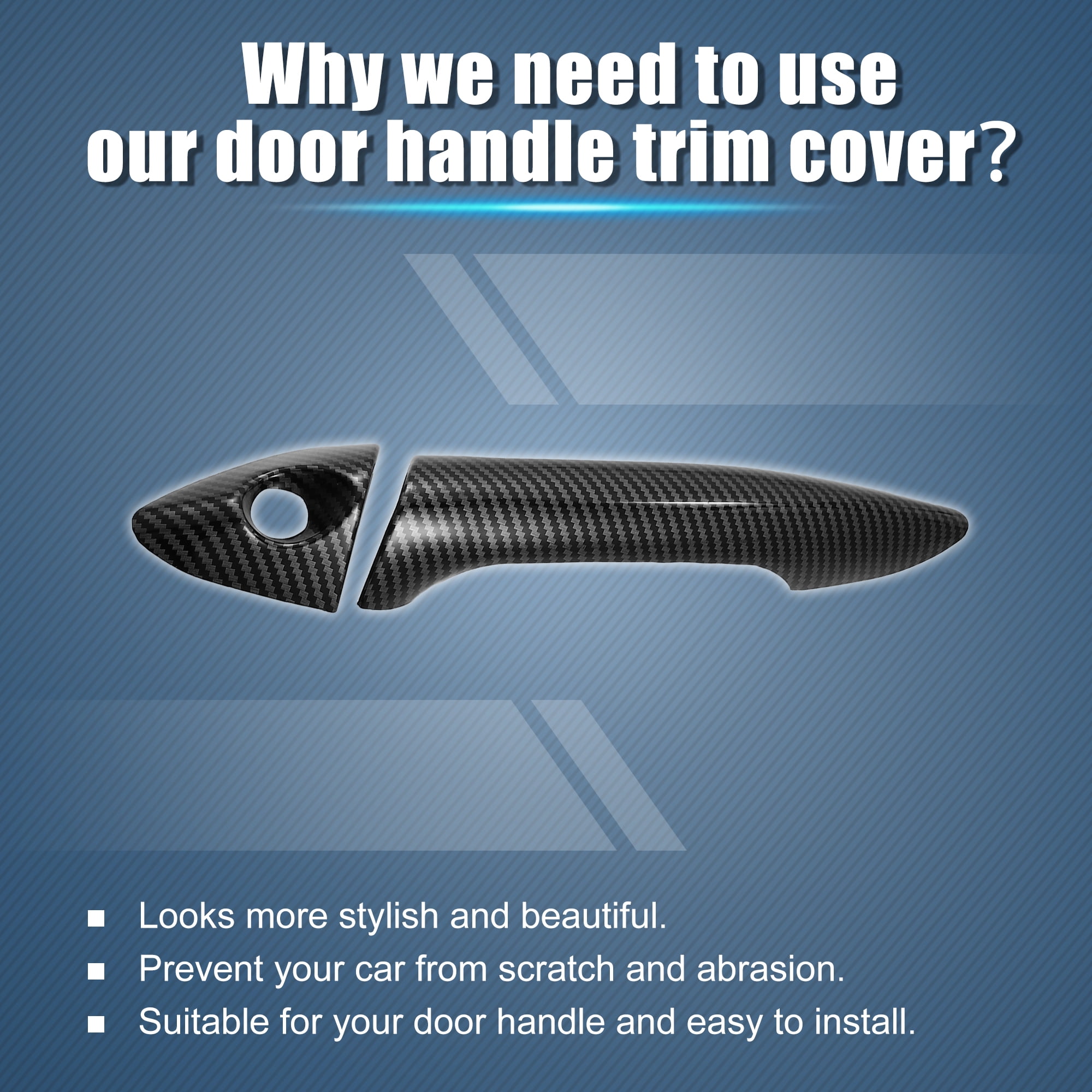 Unique Bargains 8pcs Exterior Door Handle Cover Trim for Hyundai Elantra 2011-2016 Black