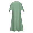 thumbnail image 4 of Sakmal Shirt Dresses for Curvy Women Green Maxi Dress V Neck Short Sleeve Solid Dresses with Pockets, 4 of 6