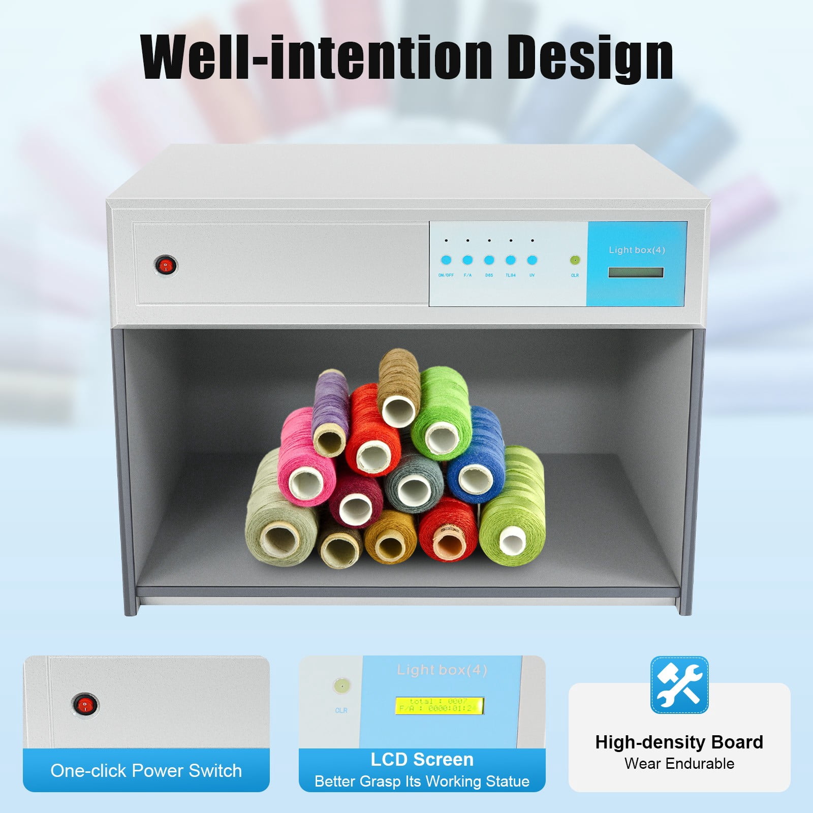 Light Booth for Matching Color Assessment Cabinet,Lab Color Matching Light Box Silver Rectangular