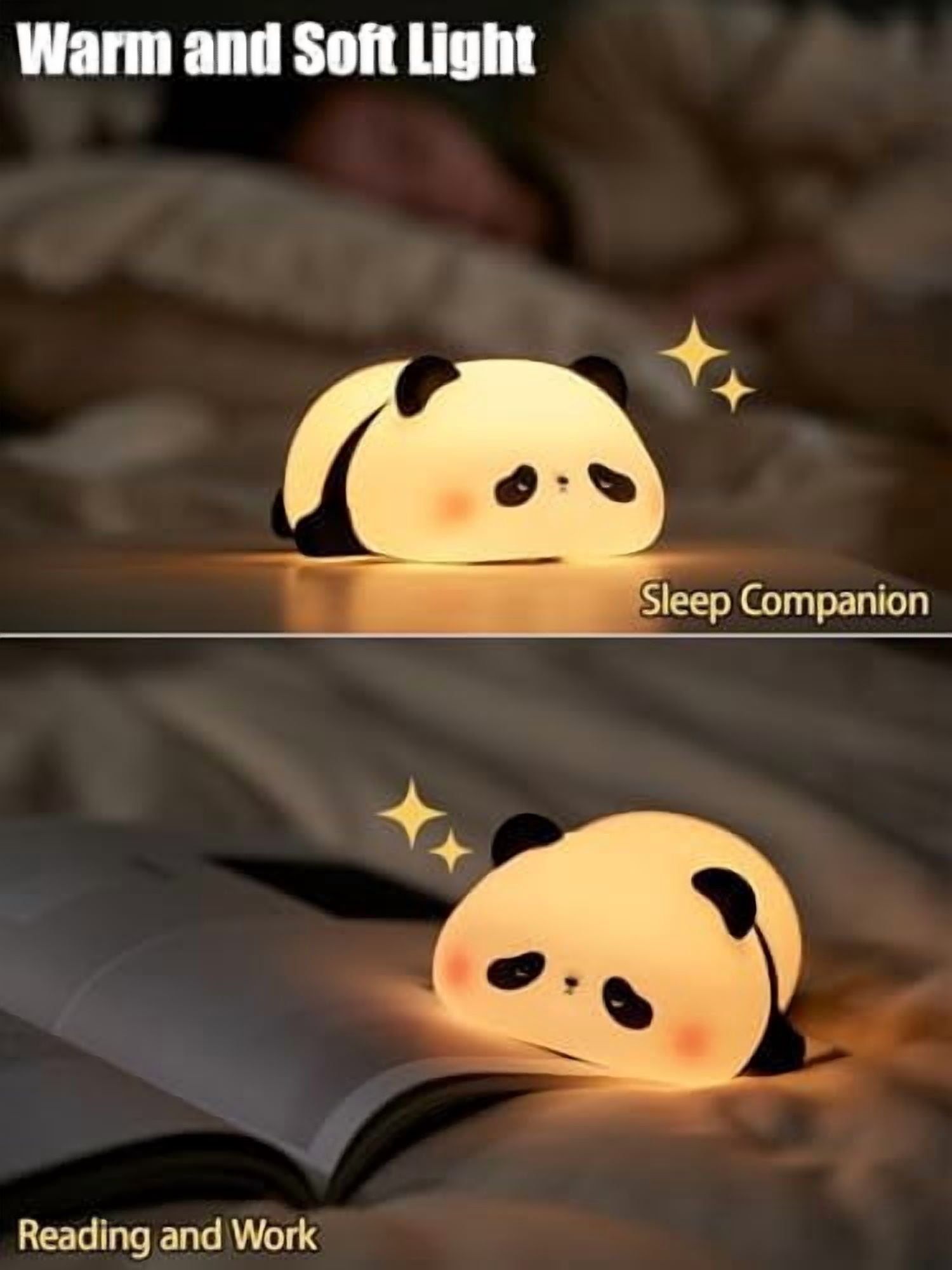 Cute Panda Night Light, Squishy Panda Novelty Animal Lamp, 3 Level Dimmable Nursery Nightlight with Timer, Food Grade Silicone Touch Night Light Fun Gifts for Kids Boys Girls Baby