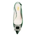thumbnail image 3 of FSJ Women Fashion Crystal Square Buckle Pointed Closed Toe Slingback Pumps Rhinestone Block Low Heel Sandals Party Dressy Shoes Size 14 Green, 3 of 4