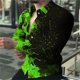 thumbnail image 1 of Camisa para hombre con estampado geométrico de llamas y solapa para exteriores, ropa de calle de manga larga con estampado de diseñador informal, 1 of 6
