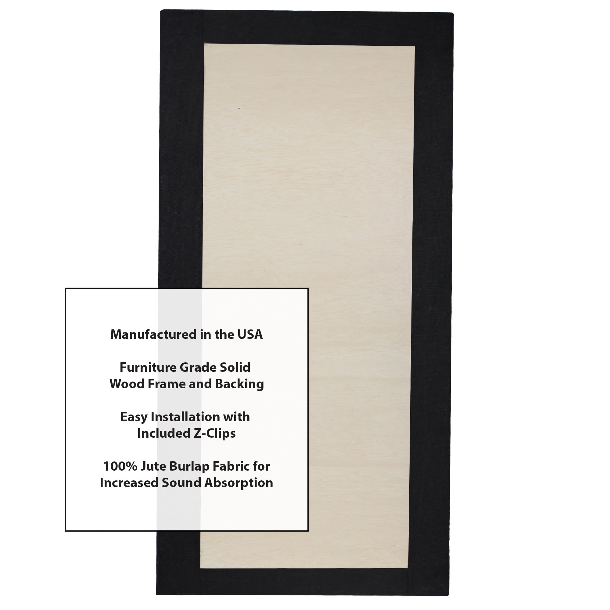 ATS Acoustics Sound Absorbing Acoustic Panel 24" x 48" x 4" Beveled Edge (Black)