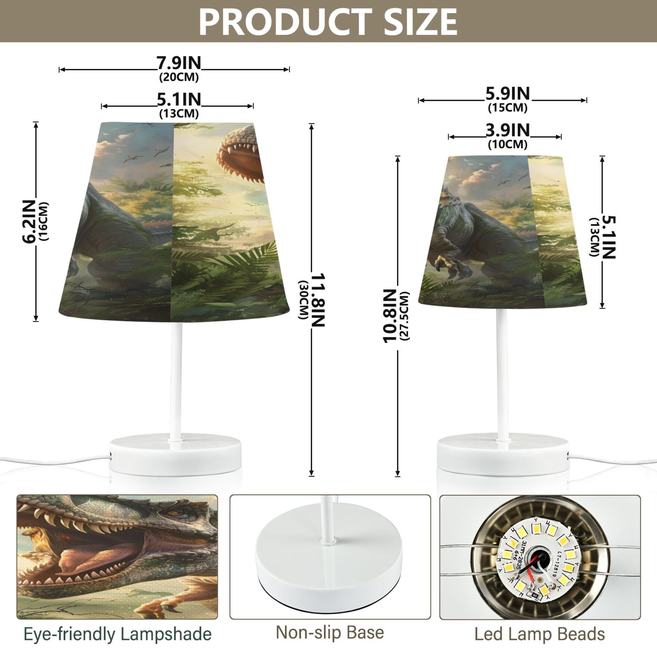 Dinosaur Roar Desk Lamp LED Table Nightstand Lamps with 3 Color Temperatures for Home Bedroom Living Room Decor 8x12