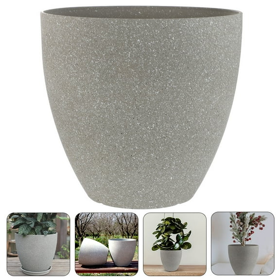 PTOOTP White Resin Garden Flower Pot with Drainage Hole, 1 Piece, Ideal for Kitchen, Indoor and Outdoor Plants