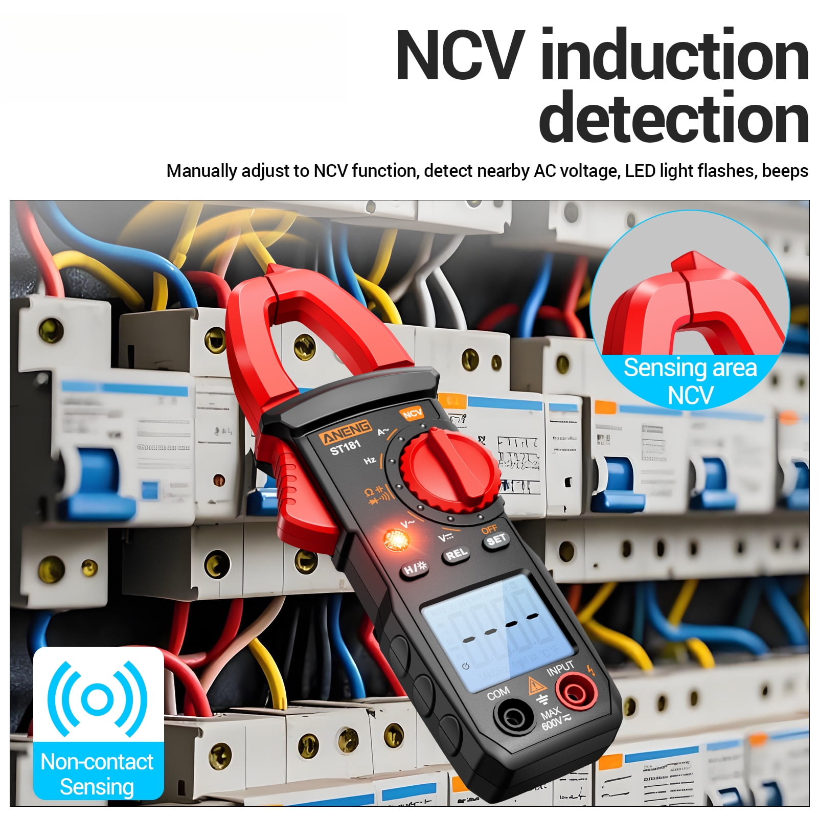 ST181 Digital Clamp Meter - 4000 Counts AC/DC Clamp Multimeter Measures Current, Voltage, Capacitance, Resistance, Frequency | NCV Detection for Electricians