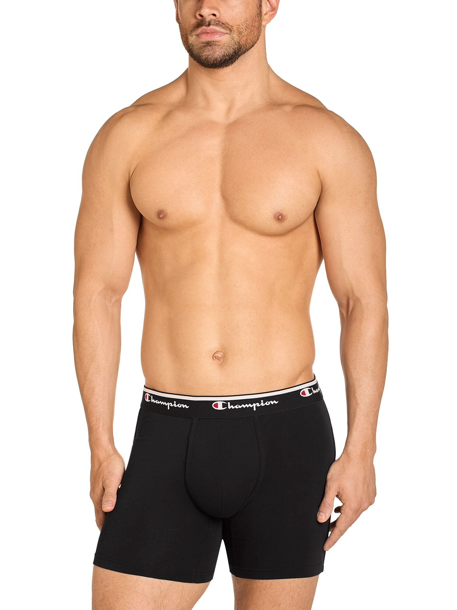 Champion Men’s Boxer Briefs – 5 Pack Cotton Flex Underwear, Tag Free and Hidden Fly, Sizes S–2XL