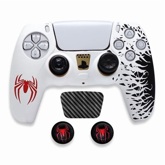 Silicone Protection Shell for Playstation 5 With Touchpad Skin Stickers And 2Pcs Thumb Grip for PS5 Controller Anti-fall Case