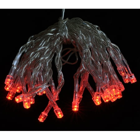 Fantado 30 LED Red Mini String Lights, 10.8 FT Clear Cord, Battery Operated by PaperLanternStore ...