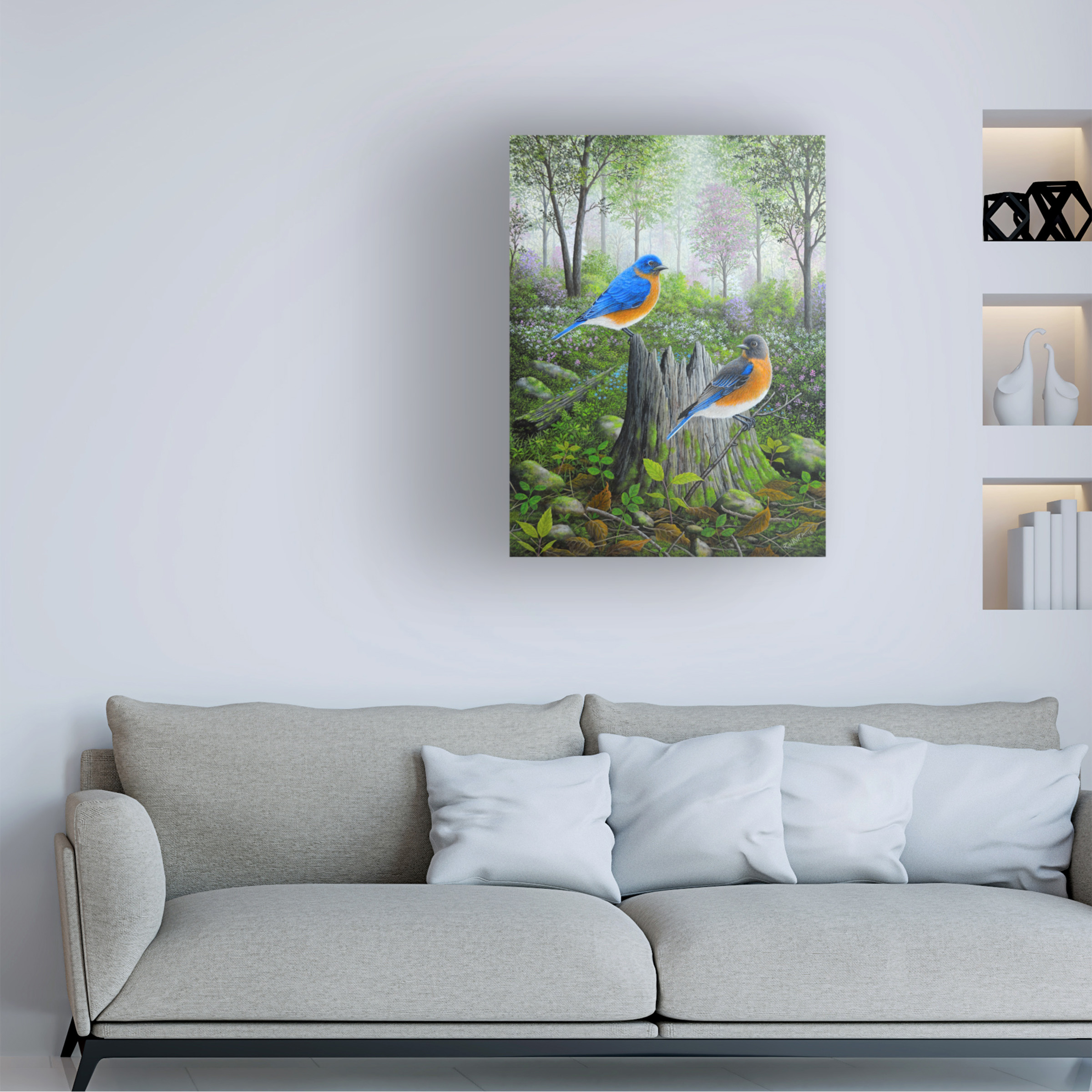 Trademark Fine Art 'Spring Bluebirds' Canvas Art by Robert Wavra