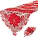 thumbnail image 2 of Mantel navideño rojo con encaje bordado, impermeable | Decoración festiva para el comedor | Camino de mesa rectangular con estampado de copos de nieve, 2 of 6