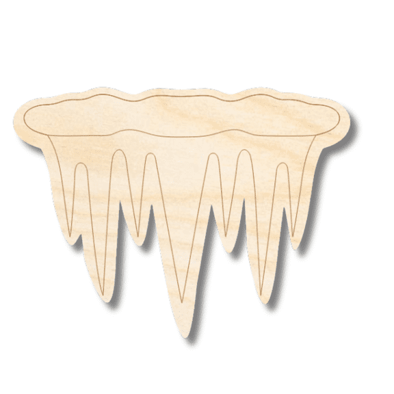 Unfinished Wood Etched Icicle Shape | Paint By Line Crafts 7" / 1/8"