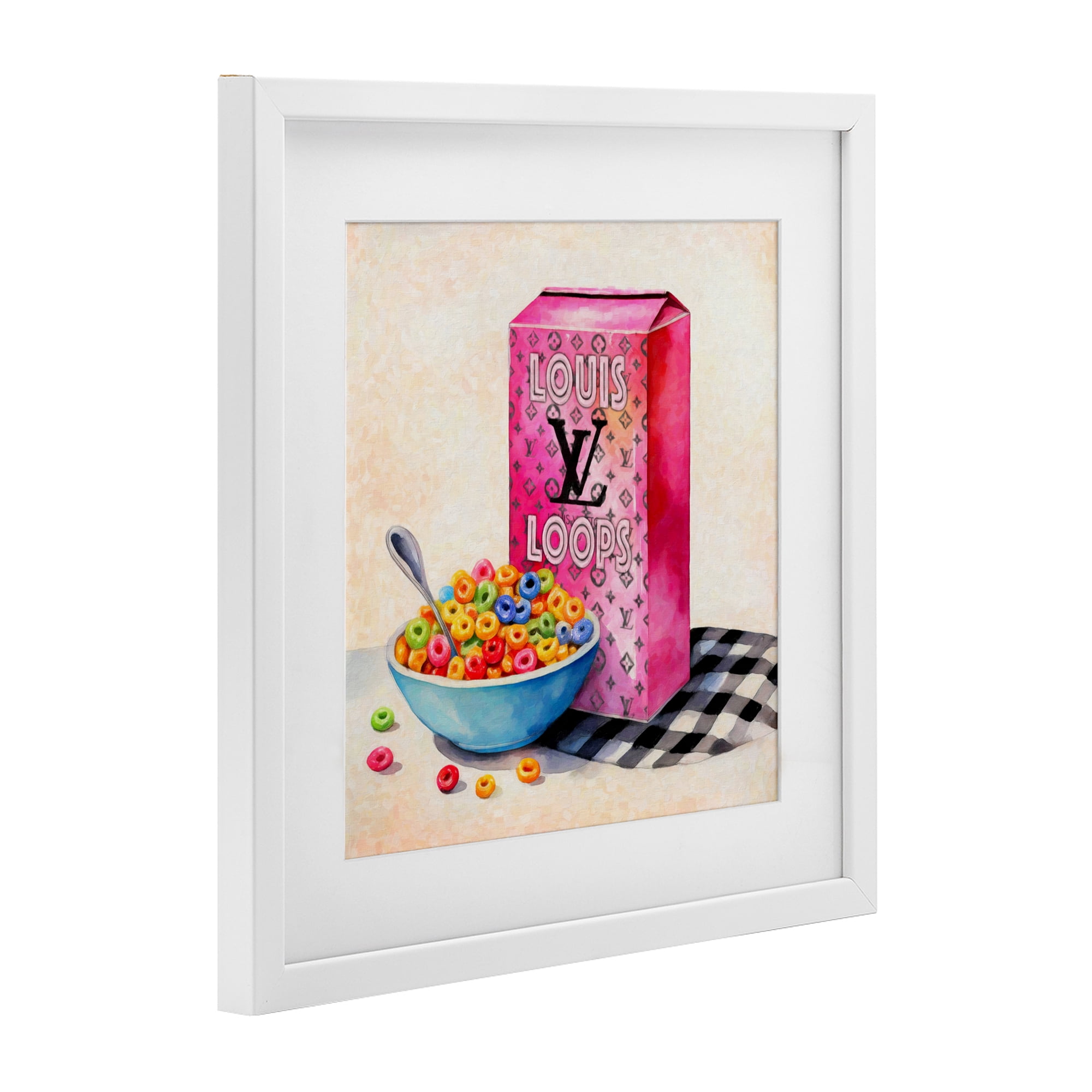 Stupell Industries Fashion Loops Cereal White Framed Print Under Glass, design by Grotto Studios