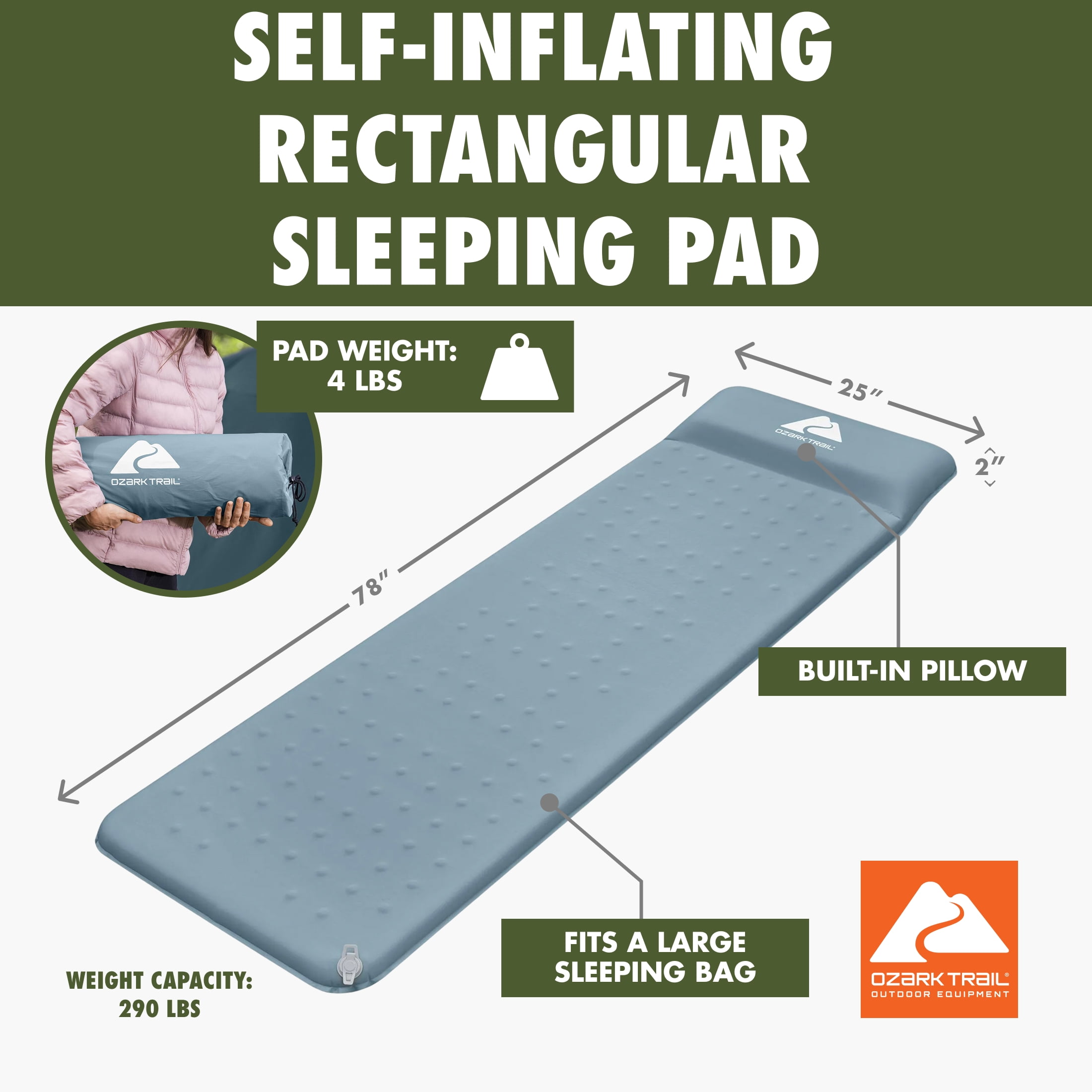 Ozark Trail Self-Inflating Large Rectangular Sleeping Pad