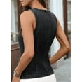 thumbnail image 6 of Denim Vest for Women Sleeveless Strechy Jean Vest Top Button Down Crewneck Casual Summer Western Waistcoat Black Grey M, 6 of 9