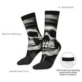thumbnail image 4 of Xecao Black White Hat Skull Pattern Sport Socks for Women and Men Crew Socks Sporty Calf Socks Casual Socks, 4 of 6