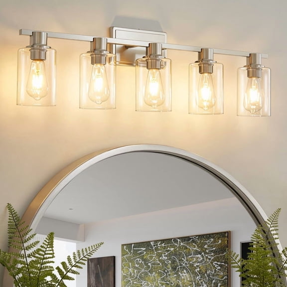 Deyidn 5-Lights Dimmable Vanity Light with Frosted Clear Glass Shade