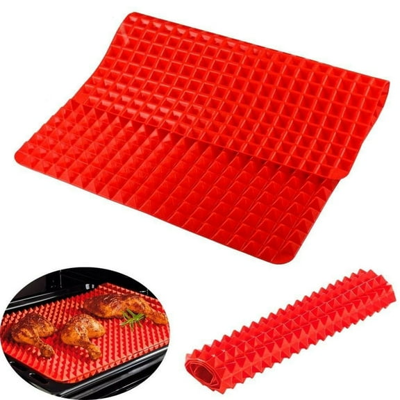 TEHAUX Red Silicone Oven Mat Dishwasher Safe Non-Stick Baking Mat for Crispy Foods and Perfect Macaroons