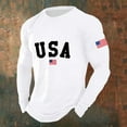 thumbnail image 2 of Letdown Mens Crewneck Shirts Long Sleeve Casual T-Shirts U_S_A_Letter A_merica_F|ag_Print Basic Classic Vintage Tee Shirts Tops (01-White, XXXL), 2 of 4