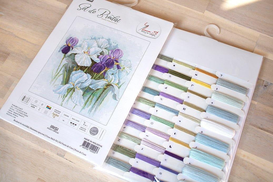Counted Cross-Stitch Kit Irises B2367 By Luca-S Needlework Easy Flowers Nature White Purple Canvas Cotton