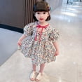 thumbnail image 1 of Uccdo Kids Girls Floral Print Beach Dress Sundress Toddler Girl Casual Short Sleeve Party Dresses 3-8T, 1 of 6