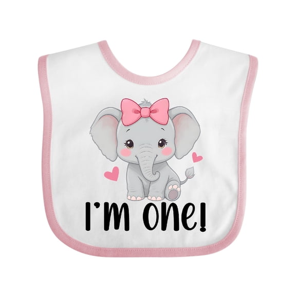 Inktastic Babys First Birthday Elephant Girls Baby Bib