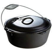 Angle View: 5 qt Black Traditional Cast Iron Dutch Oven w/ Wire Bail Handle