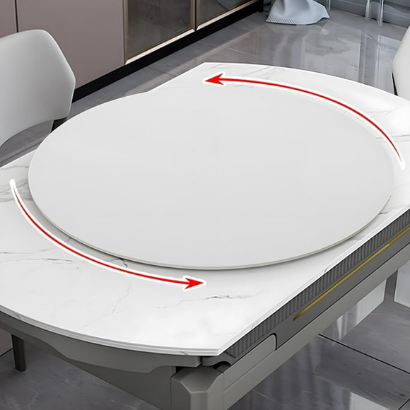 16-34inch Bamboo Wood Lazy Susan Round Rotating Turntable Organizer, for Cabinet, Countertop, Pantry or Table, 360 ° Smooth Spin Wooden Charcuterie Board, Silent Countertop Pantry Storage(White,53cm/2