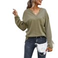 thumbnail image 4 of Suéter De Invierno, Lavar A Máquina Blusa De Mujer Cuello En V Transpirable Color Puro Con Bolsillo Para Oficina ANGGREK Otros, 4 of 8
