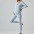 thumbnail image 2 of Penkiiy Nursing Pajama Set Long Sleeve Maternity Sleepwear Labor Pregnancy Pjs Breastfeeding Thermal Underwear Clothes L Blue, 2 of 9
