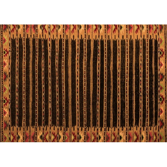Ahgly Company Indoor Rectangle Abstract Orange Modern Area Rugs, 4' x 6'