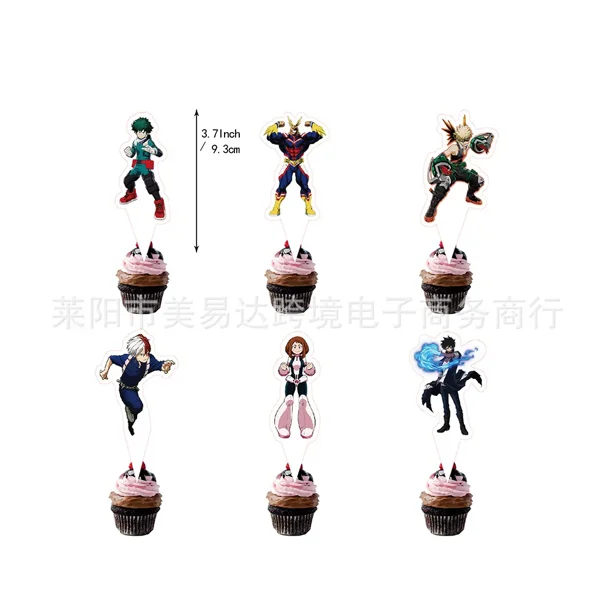 Bonita vajilla desechable para fiesta de cumpleaños de My Hero Academia, pancarta para colgar en la tarta, globos de Hero Academia, decoración de cumpleaños
