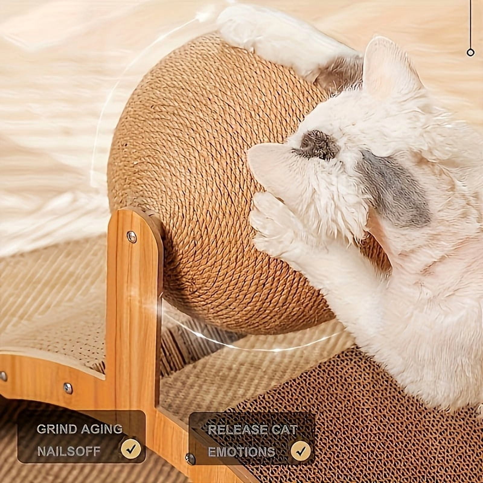 Fanruina 2 in 1 Cat Scratcher with Hanging Ball Toy Extra Tall Sisal Scratching Post Heavy Duty Scratching Pad for Large Cats Claw Sharpening