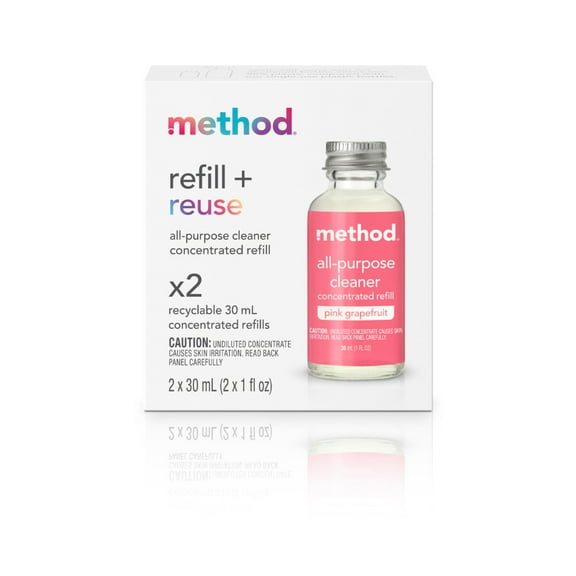 Method All-Purpose Cleaner Concentrates Refills, Pink Grapefruit, 2 Recyclable 1 fl oz Refills