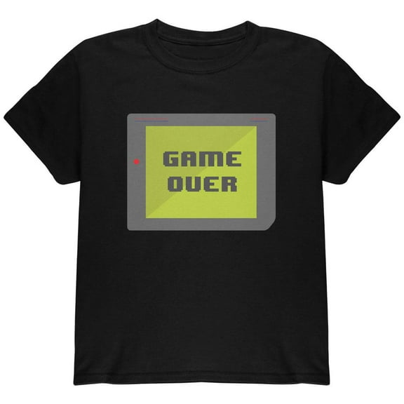 Halloween Old School Gamer Game Over Youth T Shirt Black YXL