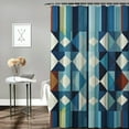 thumbnail image 2 of Creowell Modern Shower Curtain for Bathroom, Geometric Blue and White Bathroom Curtain, Waterproof Fabric Shower Curtain Set with Hooks 60x72, 2 of 7