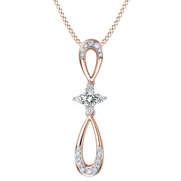 AFFY 1/3 Ct Natural Diamond Infinity Pendant Necklace In 14K Solid Rose Gold