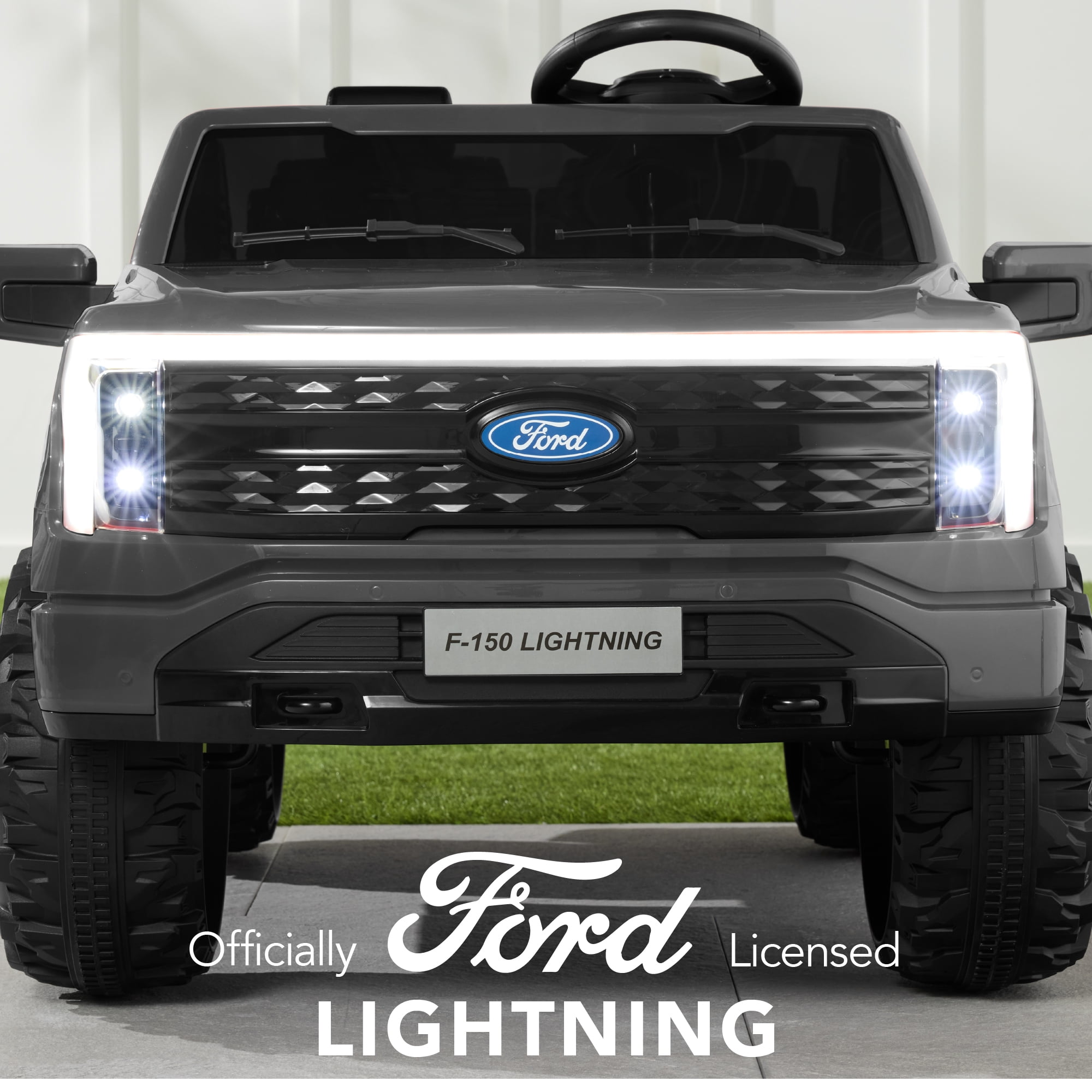 Best Choice Products Kids 24V Ride On Truck Officially Licensed Ford Lightning w/ Remote, LED Lights, 2 Speeds - Gray