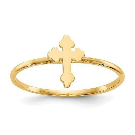 Finest Gold 14K Yellow Gold Polished Cross Ring - Size 7