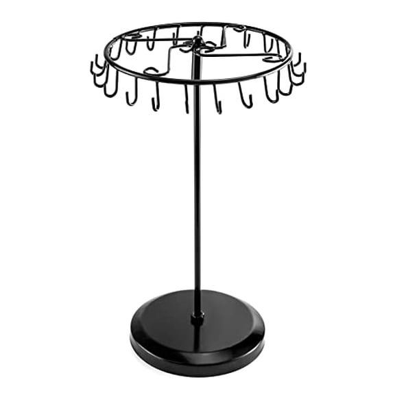 Spinning Jewelry Tree Display Stand,Jewelry Organizer with 23 Hooks,Black