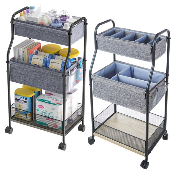 Organizador y carrito de almacenamiento de pañales para bebés Cidaziya de 3 niveles