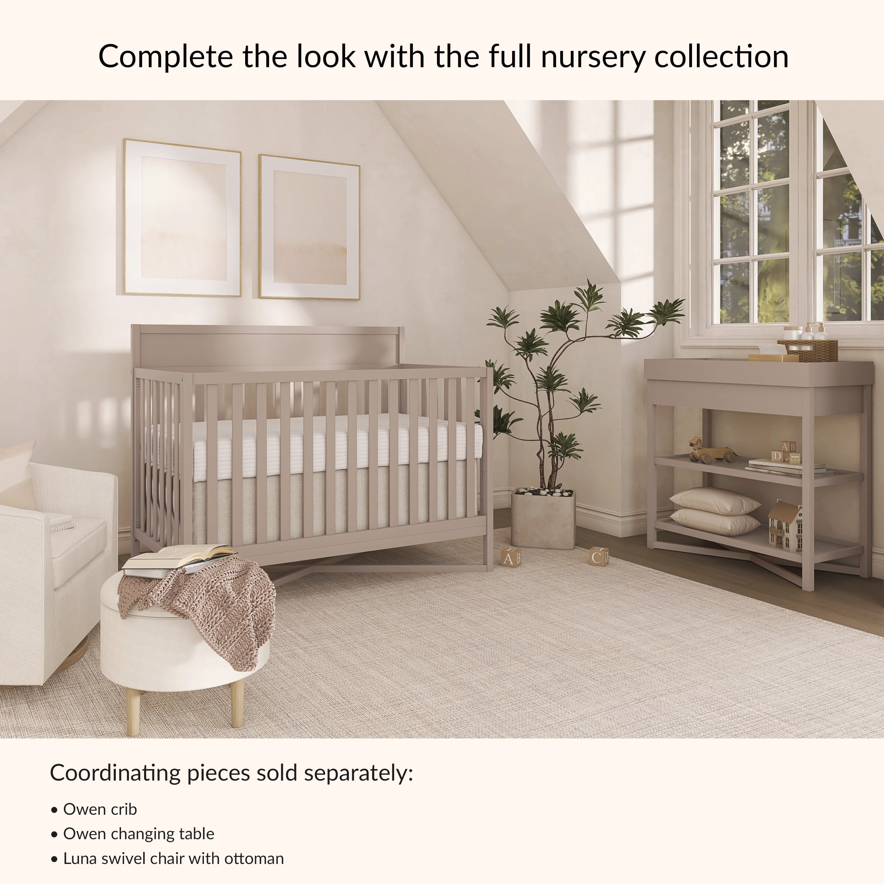 Dream On Me Owen 5-in-1 Convertible Crib, Greenguard Gold & JPMA Certified, Converts from Baby Crib to Toddler Bed, Kids Bed and Full Size Bed, Almond Butter