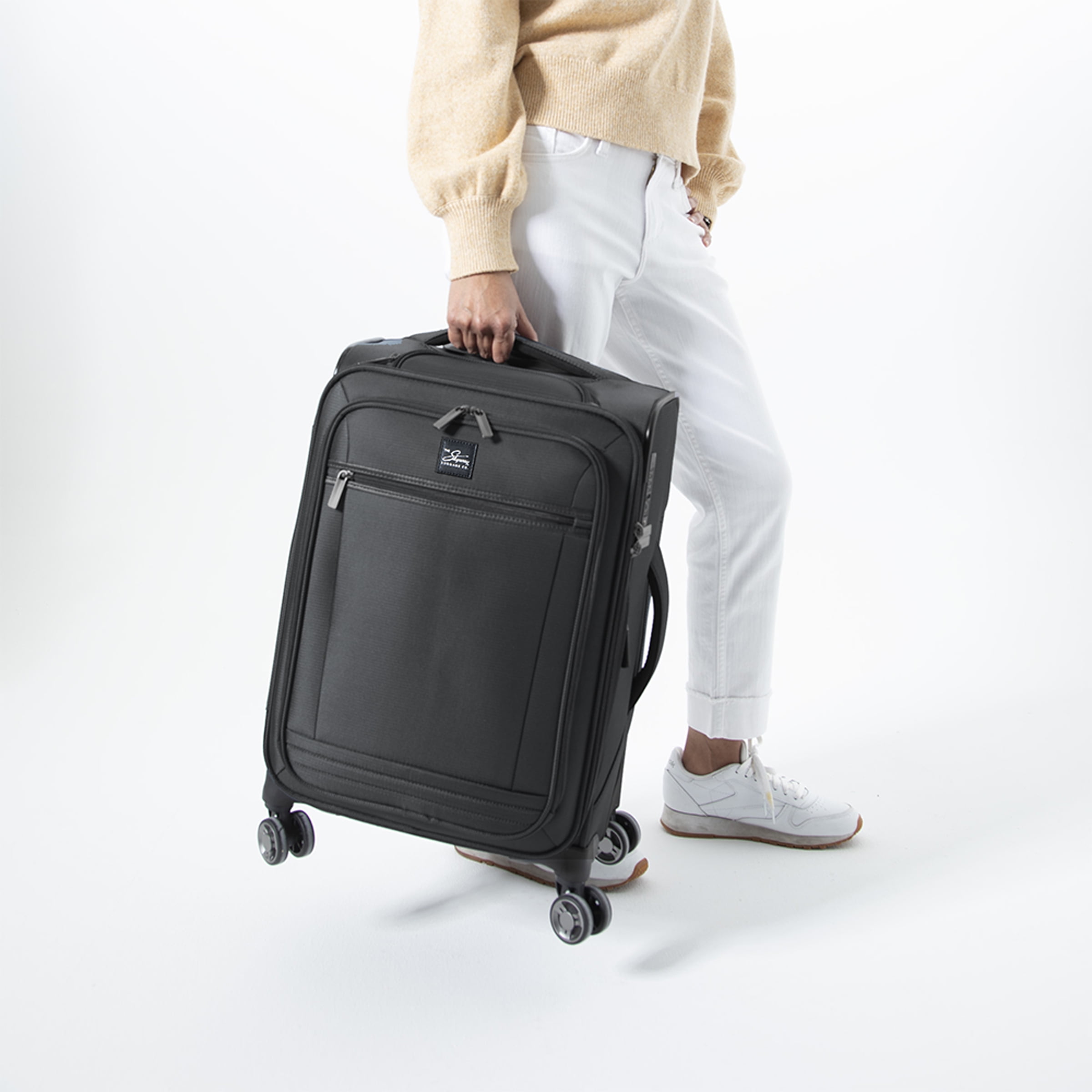 Skyway Luggage Ballard Softside 20" Expandable Carry on Luggage with Spinner Wheels, Adult, Black
