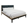 thumbnail image 2 of Castle Place Mid-Century Upholstered Headoard Full Wooden Platform Bed, Antique Oak, 2 of 9