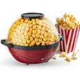 thumbnail image 1 of Electric Popcorn Machine, Home Use 6 Quart/24 Cup Stirring Popcorn Maker with Vented Serving Lid, Non-Sticking Coating, Stainless Steel Rod, Side Handle, Countertop Popcorn Popper for Movie, Red, 1 of 10
