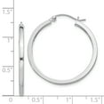 thumbnail image 4 of Primal Silver Sterling Silver Rhodium-plated 2mm Square Tube Hoop Earrings, 4 of 5