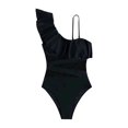 thumbnail image 4 of Lopeceal Women Ruffles Flounce One Piece Swimsuit Sexy Deep V Neck Plunge Bathing Suit Monokini with Belt, 4 of 8