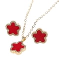 thumbnail image 2 of Collar de Flores Yinane con Pendientes Conjunto de Joyería para Mujer Rojo, 2 of 8