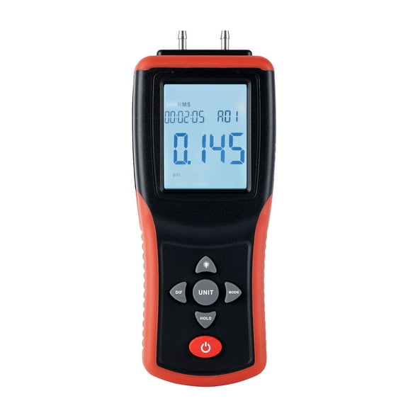Pressure Digital Manometer 2.4-inch LCD High Precision Hand-held Dual-port Manometer ±2Psi Differential Air Pressure Gauge Tester With 12 Units